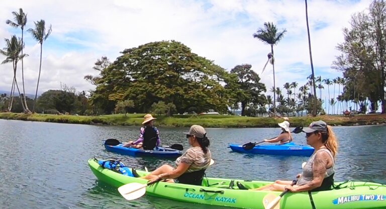 Kajakfahrt auf dem Wailoa River zur King Kamehameha Statue in Hilo