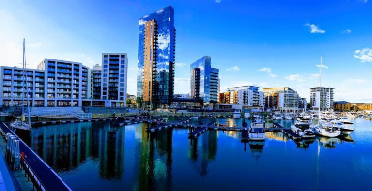 Skyline of the marina of Southampton