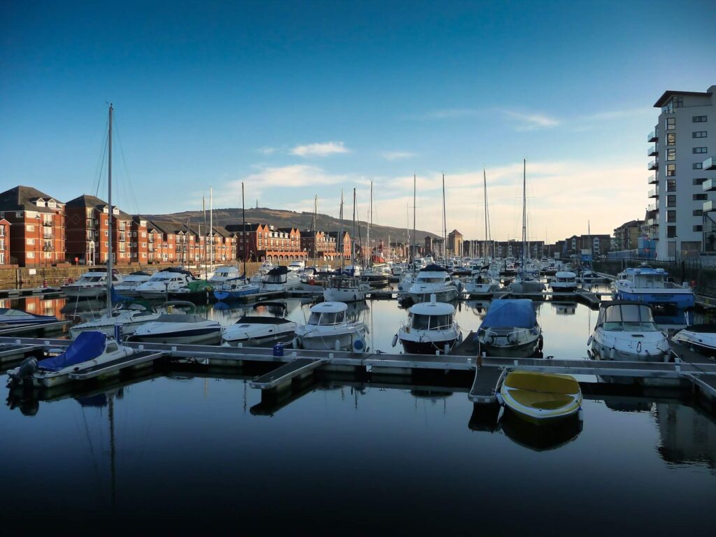 Swansea Marina in golden hour
