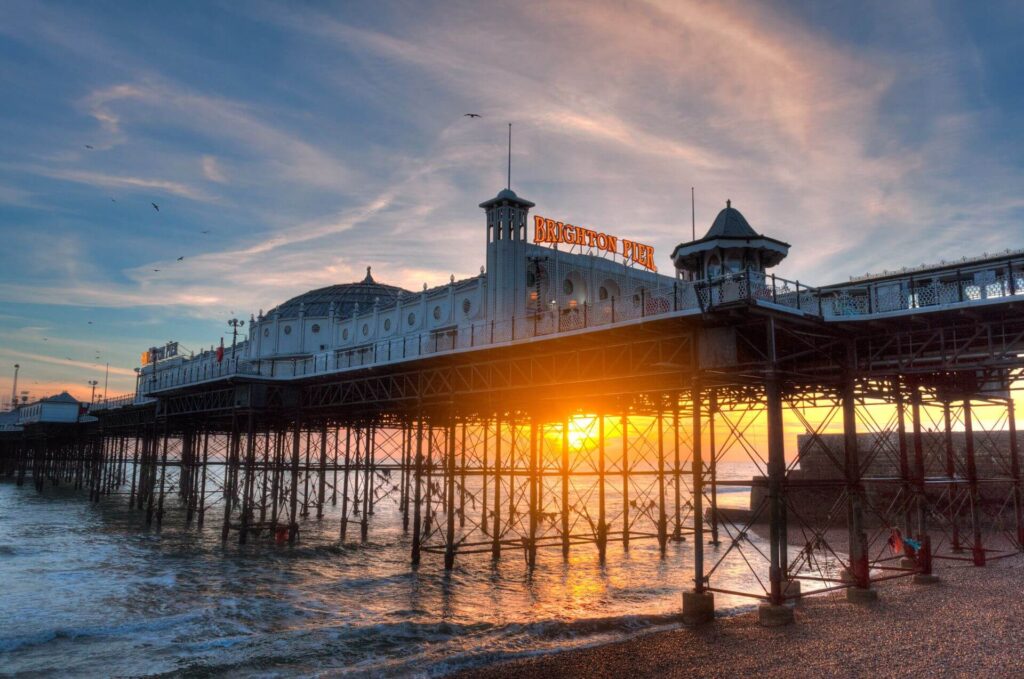 Pontoon in Brighton during sunset