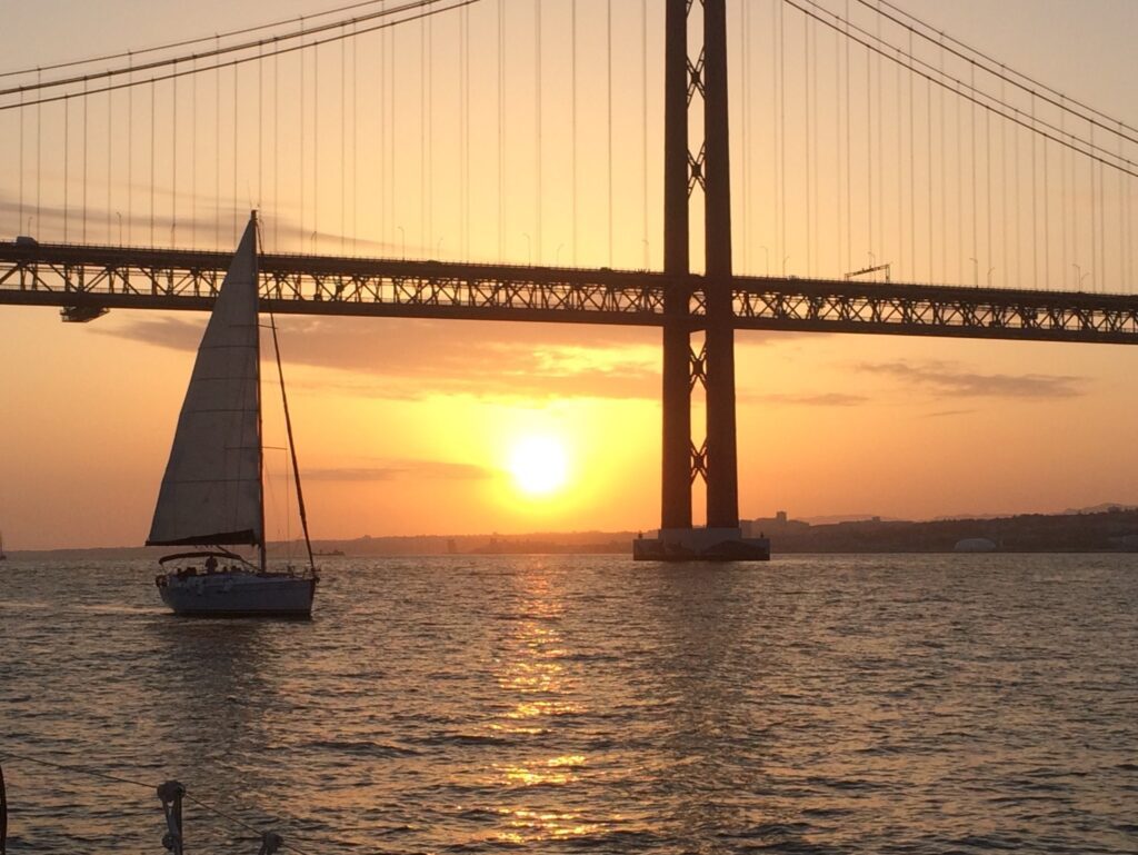 Sunset in Lisbon on a private boat