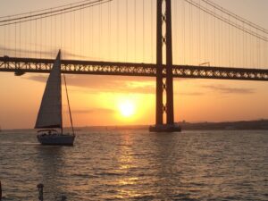 Sunset in Lisbon on a private boat