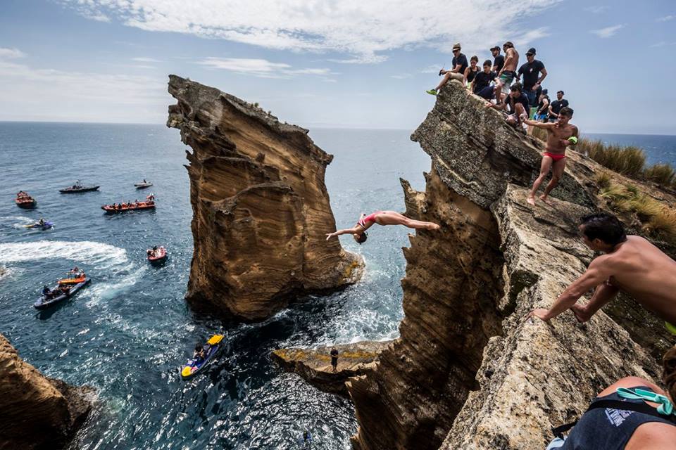 Cliff diving in Azores